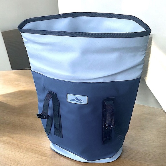 BACKPACK COOLER Blue Grey Roll-Top Velcro Closure Oversized New Without Tags - Picture 8 of 14